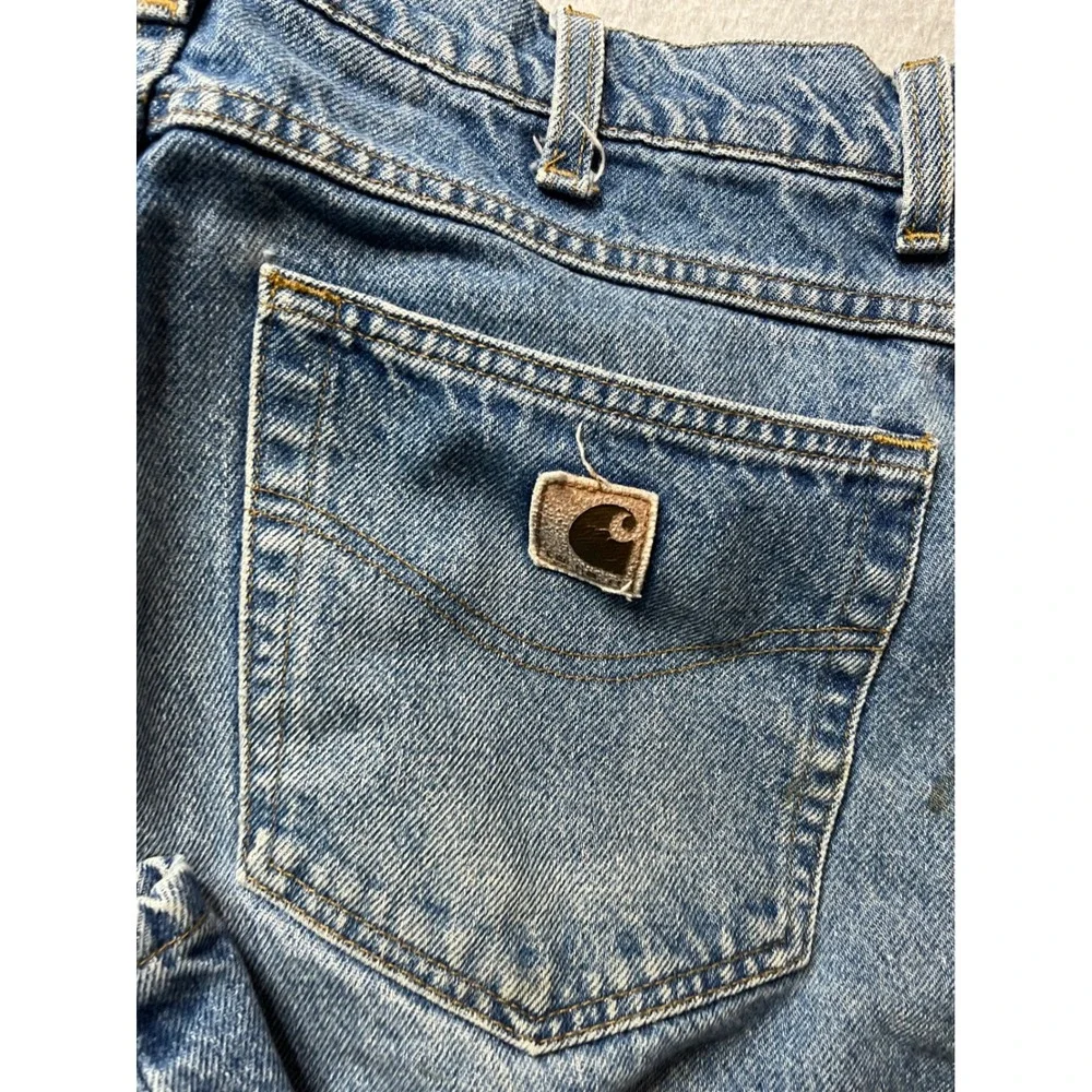 Carhartt Mens Denim Jeans Light Wash Straight Fit Workwear Size 32x32 vintage - Picture 2 of 8